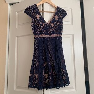 Scalloped navy blue dress